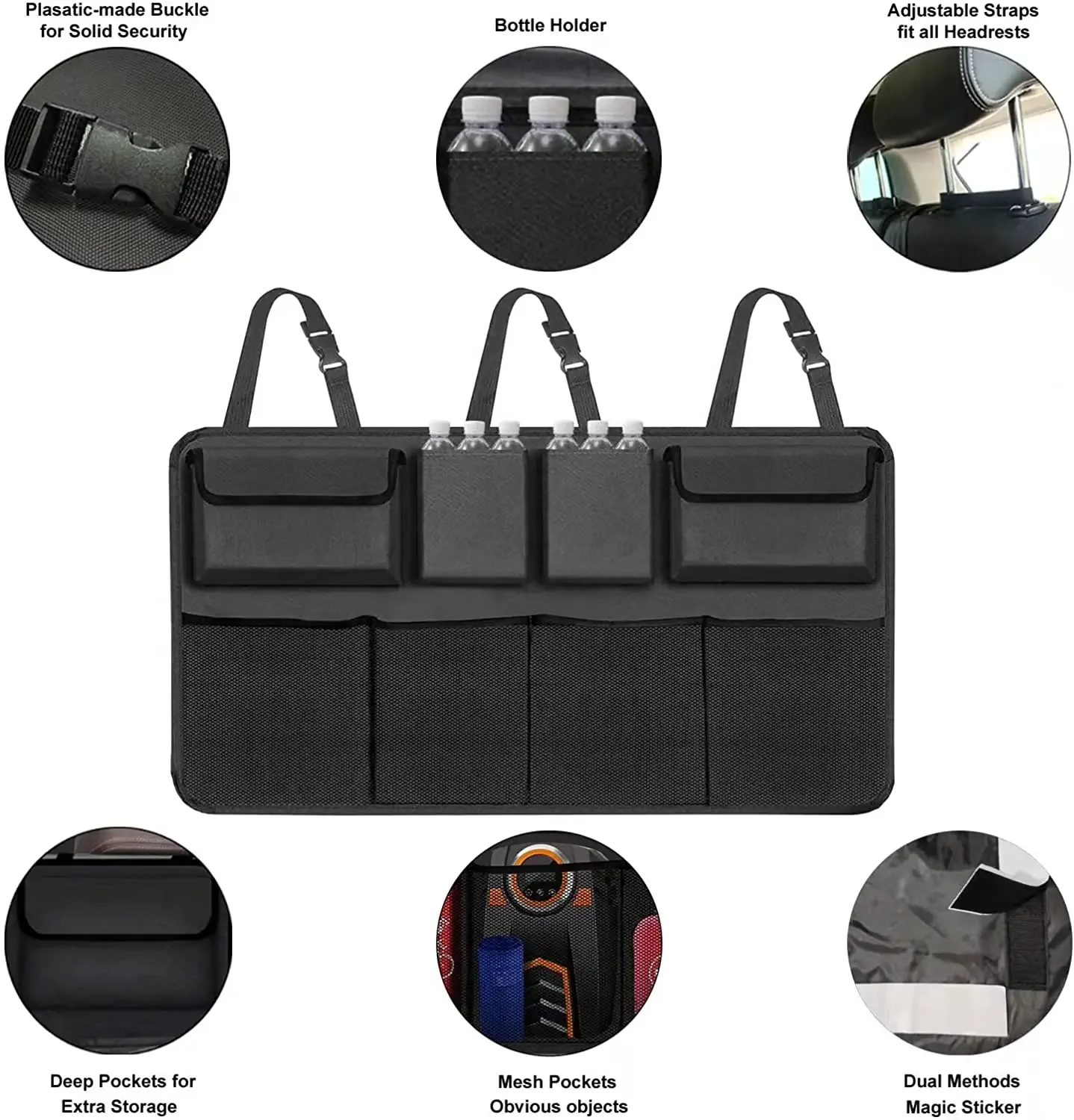 شبكة تخزين السيارة، شبكة جيب شبكية قابلة للتمدد، ملصق مرن سحري عالمي، شبكة خلفية، حقيبة مقعد، قفص جيب، منظم تلقائي #3