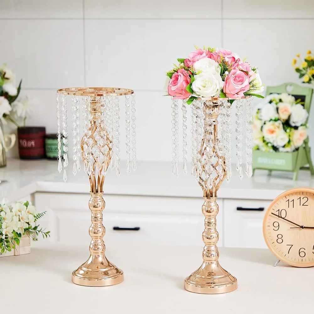 Imagem -06 - Cristal Wedding Centerpieces para Mesas Metal Chandelier Holder Stand Ouro Vaso 21.7 10 Pcs