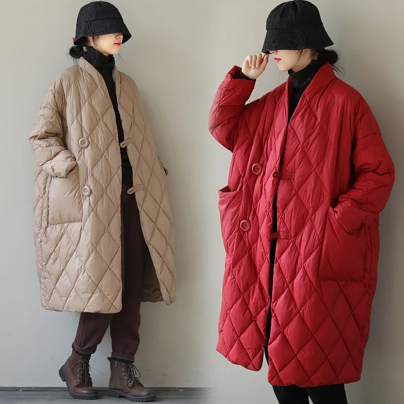Men Parkas Coats Mid Lenth Jacket Solid Pockets Long Sleevs Vneck Two Buttons Loose Y2k Casual Office Lady 2025 Autumn Winter