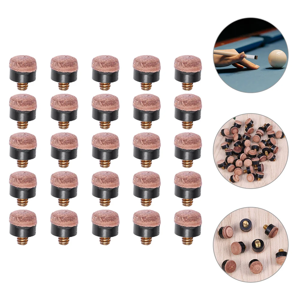 

25 Pcs Pool Cue Tip Necessity Snooker Screw Rod Replacement Tips Billiard for Stick