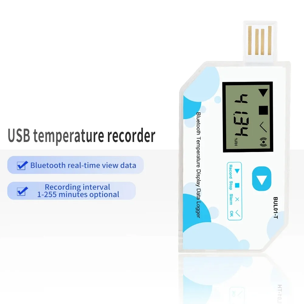 BUL01-T 60 Dagen Bluetooth Temperatuurrecorder Lcd-Display Datalogger 4400 Punten Temp Meting Wegwerp Recorder