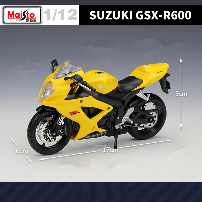 Maisto 1:12 Suzuki GSX-R600-子供用オートバイ,レーシングモデル,モデリング,金属,スポーツ,シティ,モーターサイクルモデル,ギフト