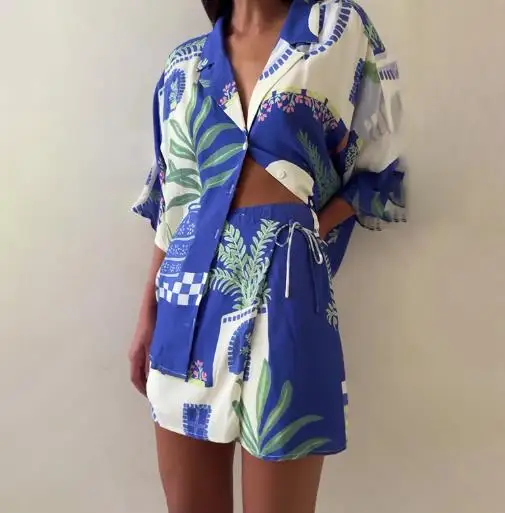 قميص غير رسمي على الموضة للسيدات لصيف 2025 ، شورت عالي الحزام ، طقم تنورة ، ملابس نسائية #2