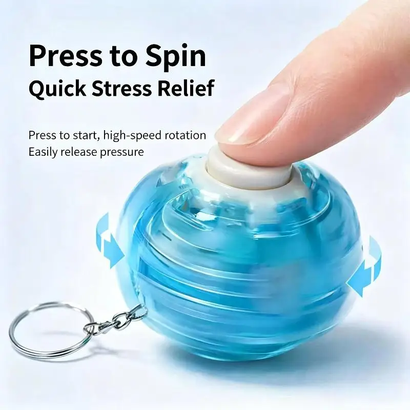 1Pcs 3D Press & Spin Fidget Ball Keychain Colorful Sensory Puzzle Stress Relief Toy For Kids Adults Anxiety Relief