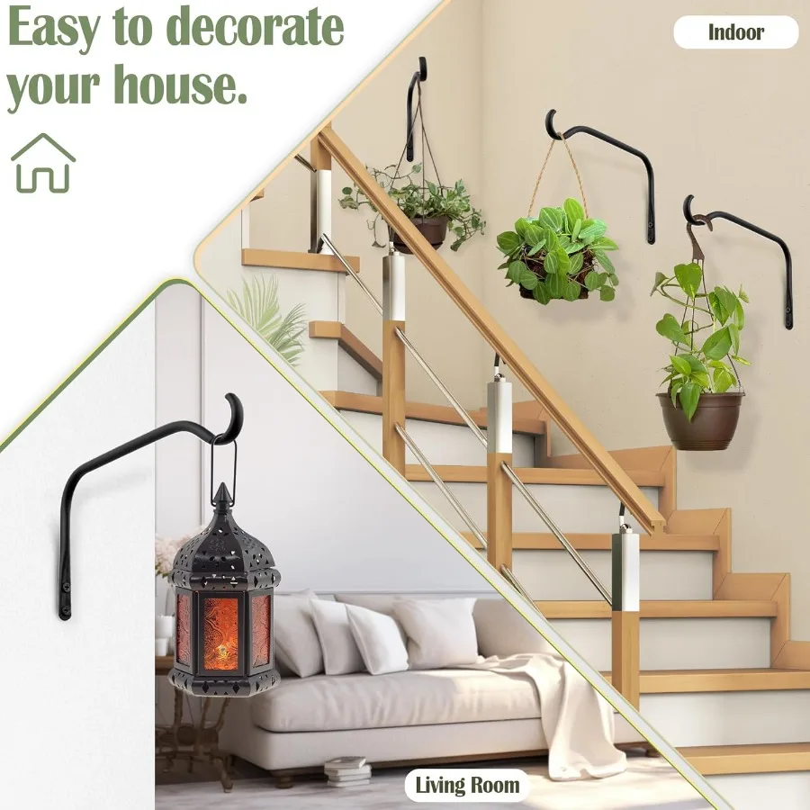 내구성 있는 식물 걸이 브래킷: 2개 팩 12인치 야외 금속 식물 걸이 브래킷 녹 방지 벽걸이 꽃 화분 걸이