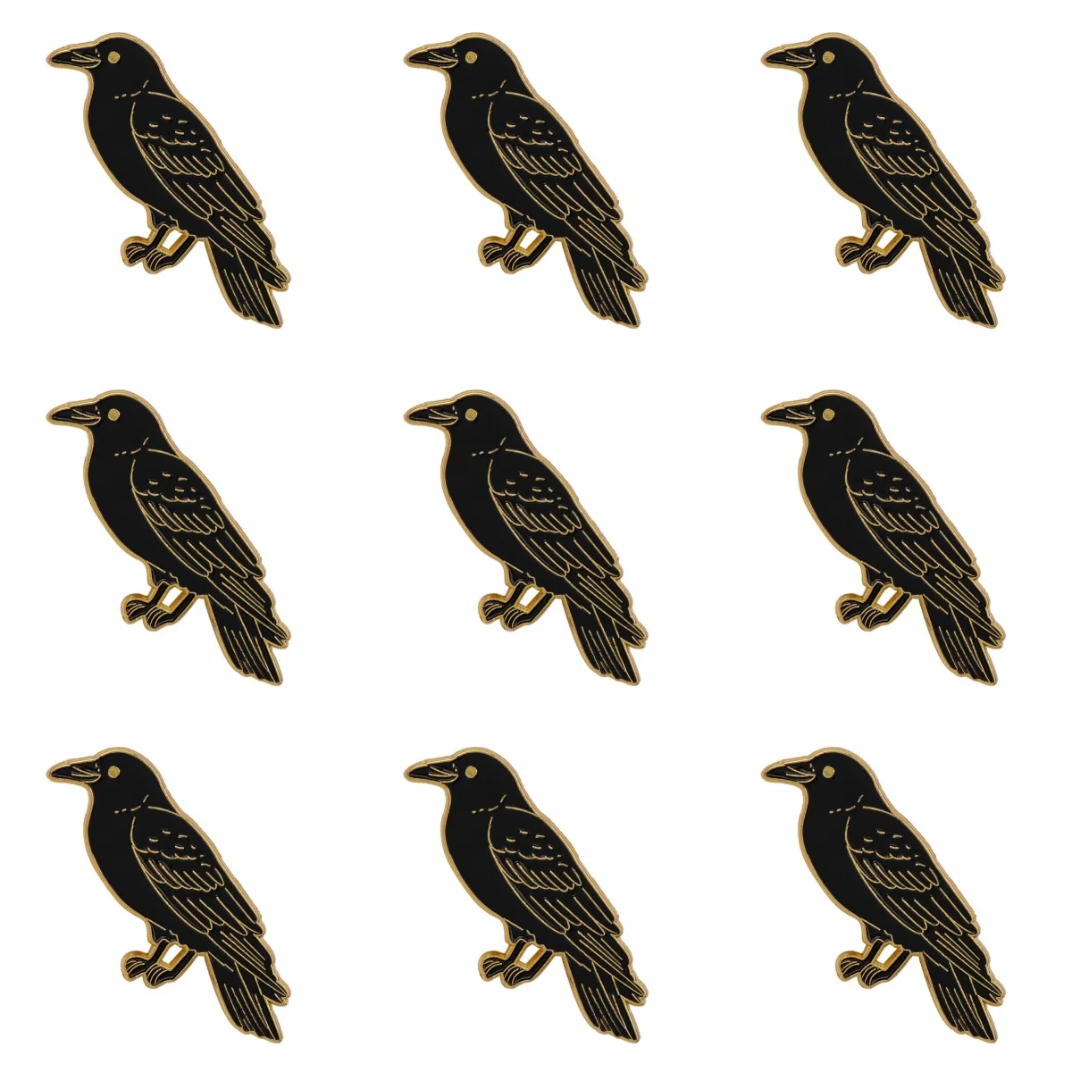 9 stücke Punk Schwarz Krähe Emaille Pin Vintage Brosche Set frauen Broschen Mode Revers Abzeichen Schmuck Freunde Geschenk
