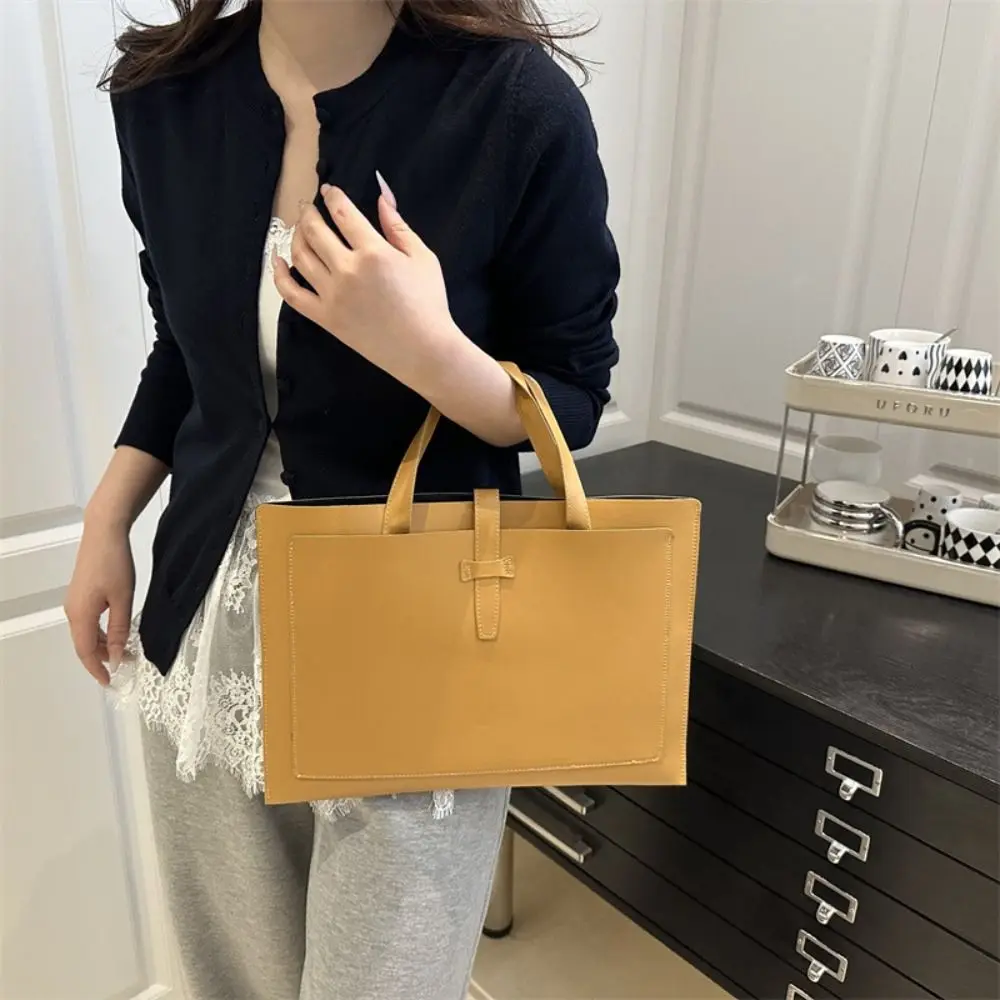 جديد بلون ملف حمل حقيبة مكتب بولي Leather حقيبة جلدية عادية كمبيوتر محمول الأعمال حقيبة يد الرجال النساء