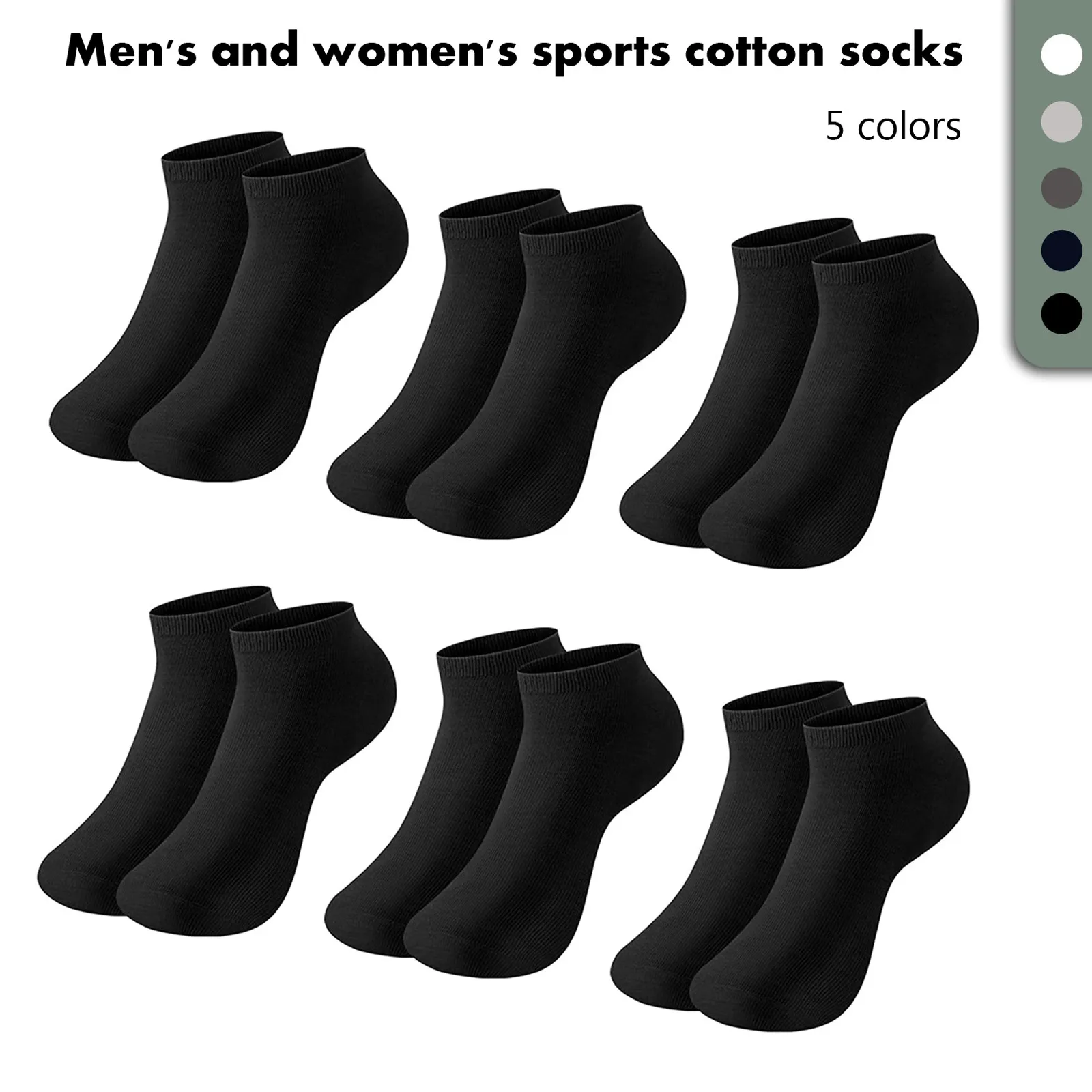 

6pairs Men Ankle Socks Solid Color Invisible Breathable Cotton Sports Socks Male Short Socks Women Men Socks