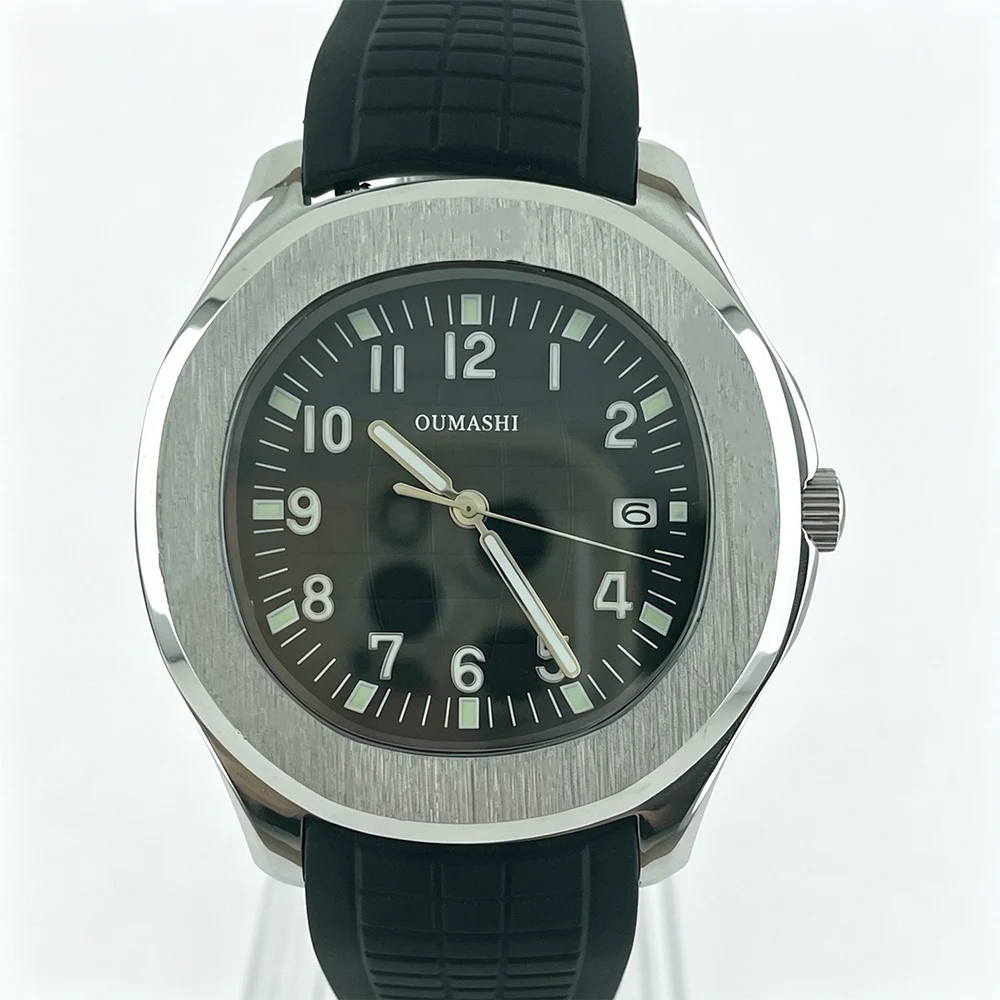 41mm Men's Watch Custom Stainless Steel case Rubber strap Sapphire Glass NH35 Movement Waterproof Automatic mechanical watch
