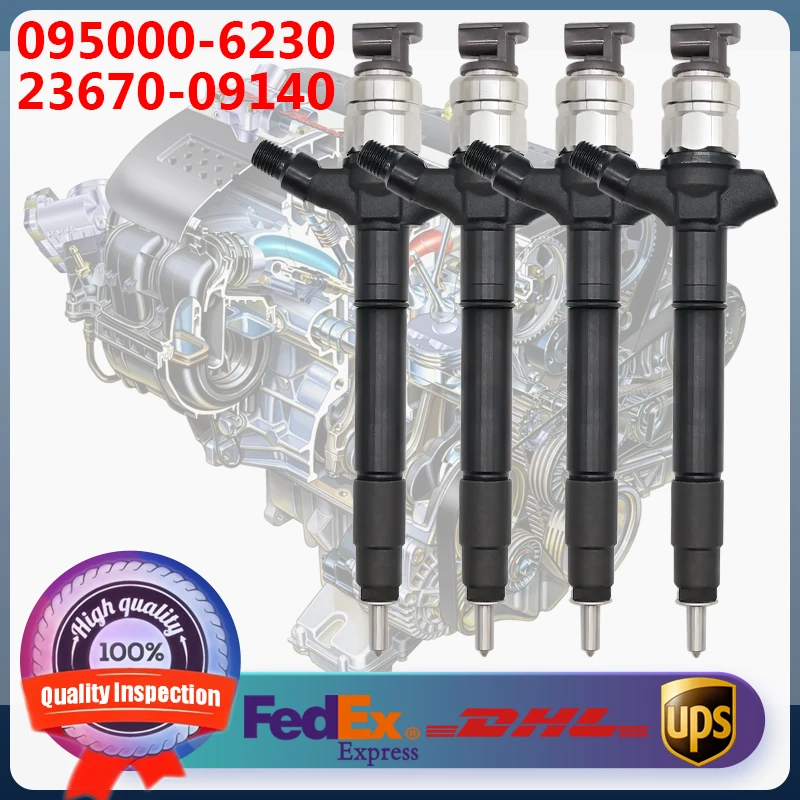 

4pcs 095000-6230 23670-09140 23670-09210 23670-0R070 Common Rail Injector for TOYOTA AVENSIS COROLLA VERSO RAV4 2.2 D-4D 2AD-FTV