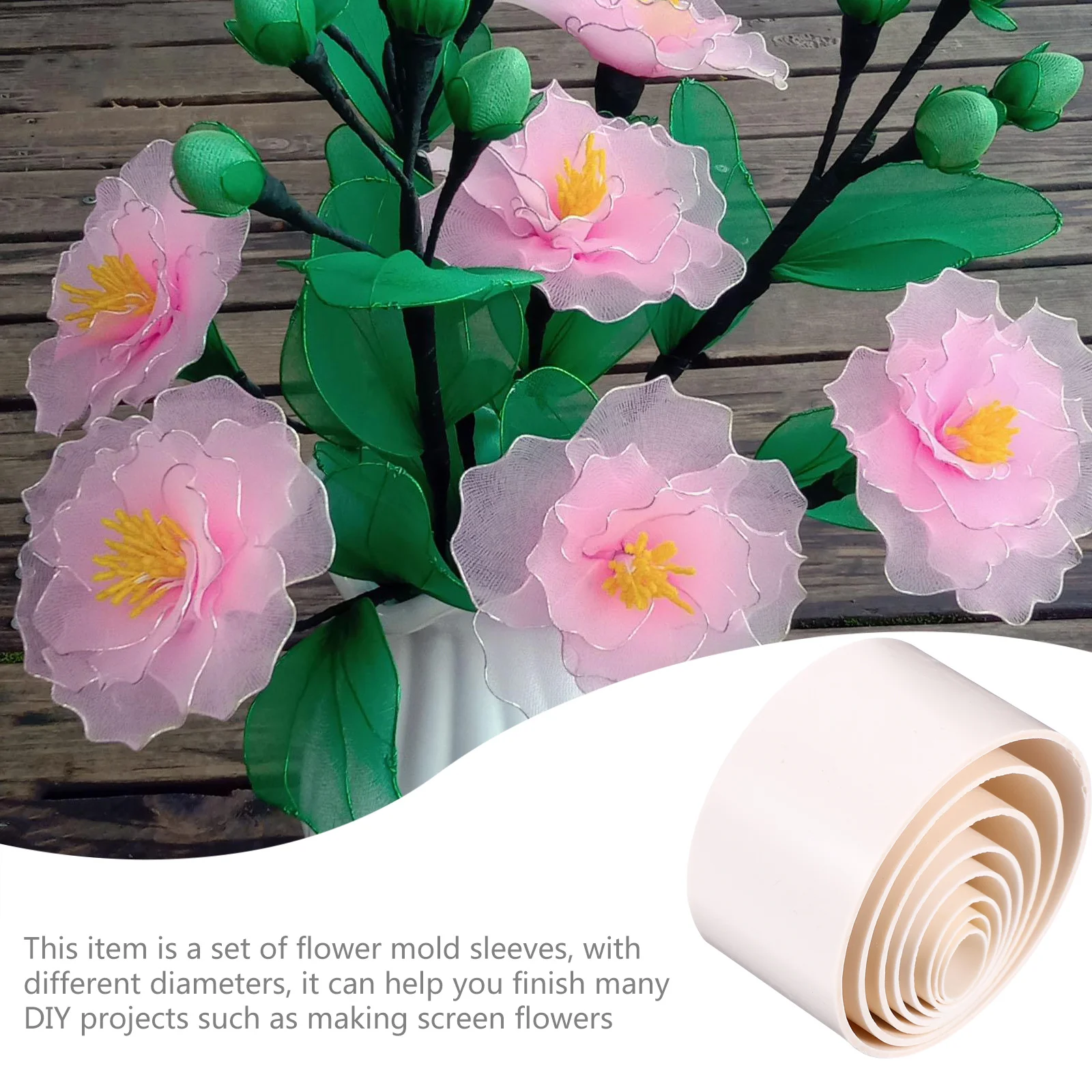 16 pezzi di maniche per stampi per fiori con schermo, set di petali di fiori in plastica, per realizzare strumenti artigianali, accessori fai da te, maniche per stampi in materiale durevole