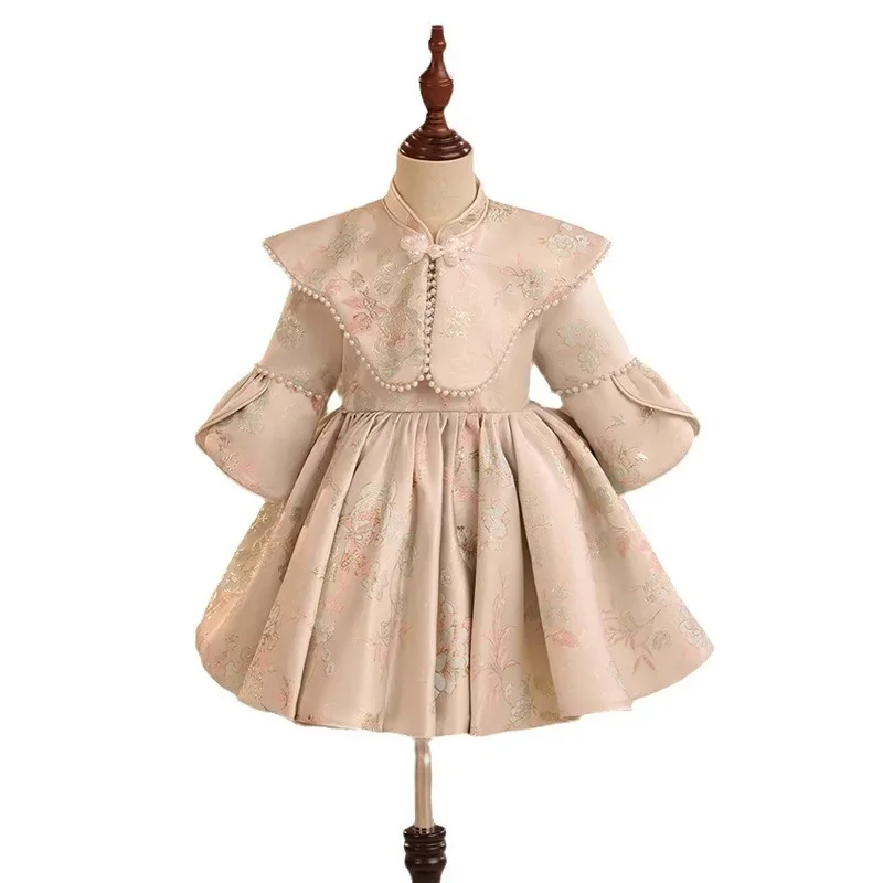 Robe de convocation de princesse chinoise pour enfants, Cheongsam pour filles, style national trempé Tang, vêtements du Nouvel An, 1 an