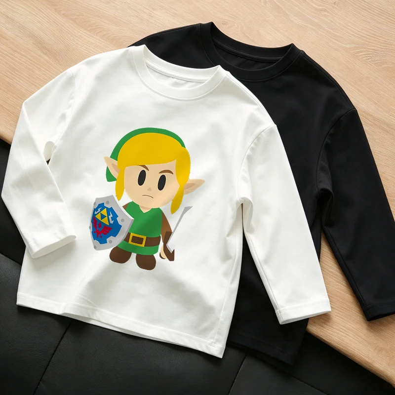The Legend of Zeldas Baby Long Sleeve Clothes Anime Figure Children Cartoon Pullover Clothing Tops Boys Girl Base T-shirt Gift