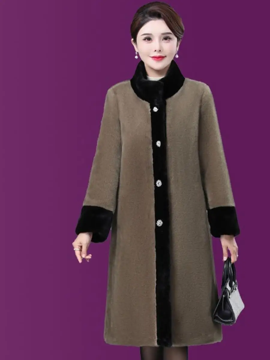 معطف نسائي أنيق ودافئ من فرو المنك الصديق للبيئة، ملابس خارجية جديدة للخريف والشتاء، تصميم عصري وأنيق