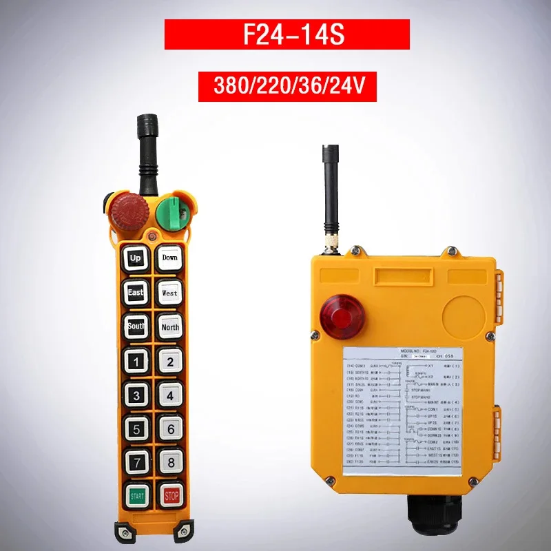 Controle Remoto de Condução sem Fio Transmissor e Receptor Industrial F2414s 380v 220v 36v 24v