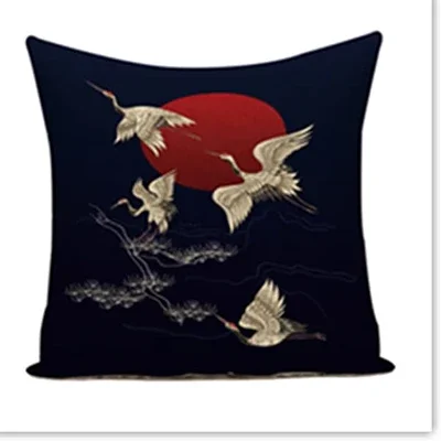 Vintage Chinese style linen square decorative pillowcase home interior sofa pillowcase 45x45 pillow case