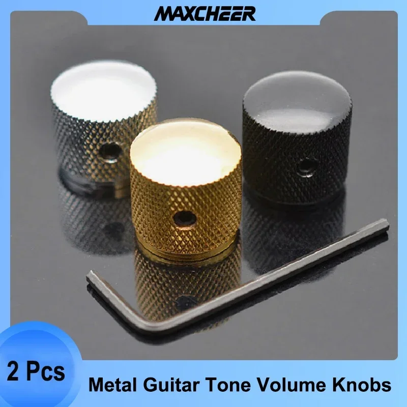 

2Pcs Professional Metal Guitar Tone Volume Knob Potentiometer Hat Cap Large Guitar Parts Push Knob with Hole Guitar Accessories