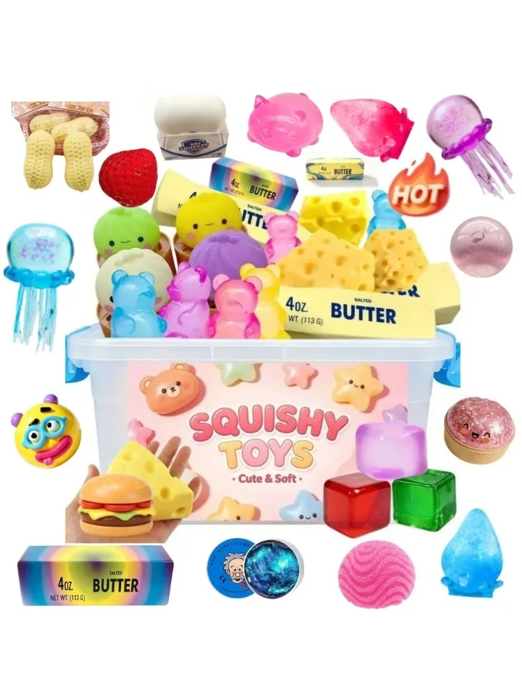 Assorted Cartoon Mystery Surprise Set,  Collectible Slow Rebound Squishy Toy, Soft Maltose Sensory Decompression Fidget Gift