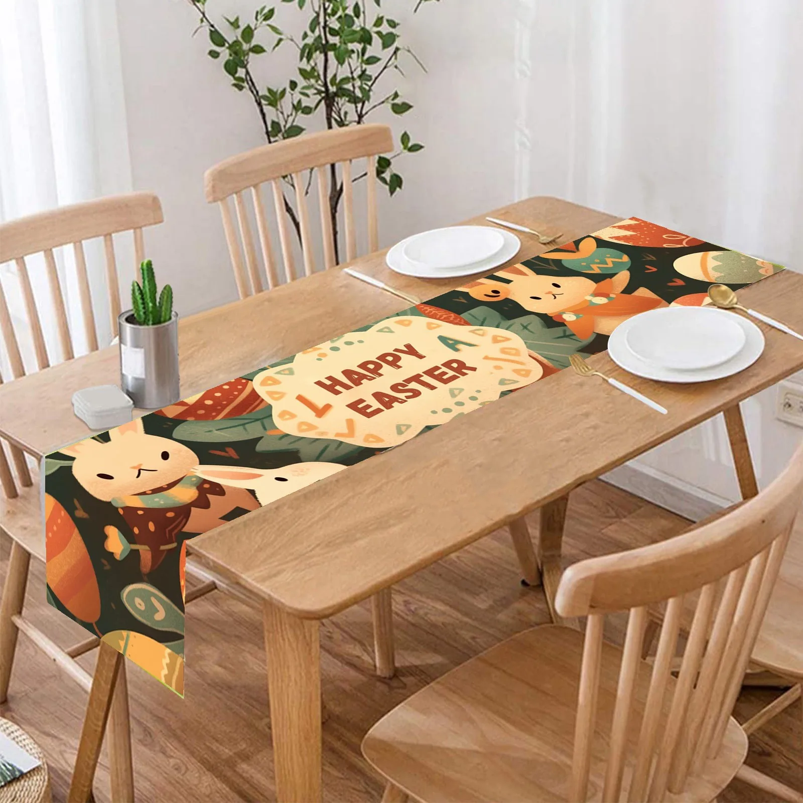 

Easter Table Flag Bunny Egg Table Decoration Tablecloth Household Insulated Table Mat Easter Fall Decorations Table Centerpiece