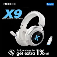 MCHOSE X9 Wireless Gaming Headphone V9 Pro Update Version 53mm Aluminum-Coated Drivers C-Media Pro-Grade Chip Ultra-Low Latency