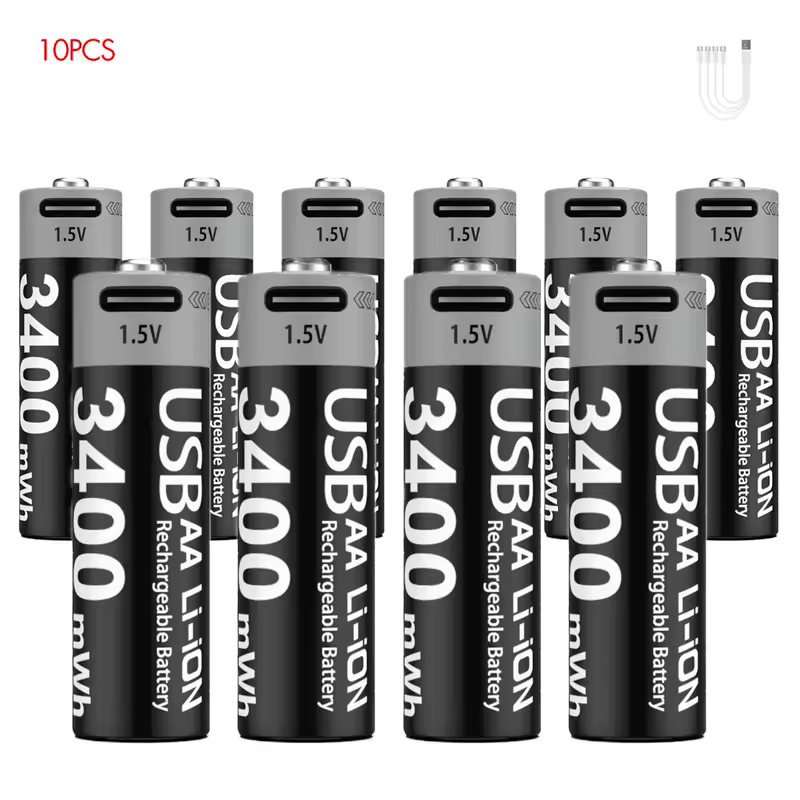 Kuugro Li-ion AAA and AA Rechargeable Batteries USB Lithium-ion 3400mWh 1.5V AA Rechargeable Batteries+1100mWh 1.5V AAA Battery - Image 9
