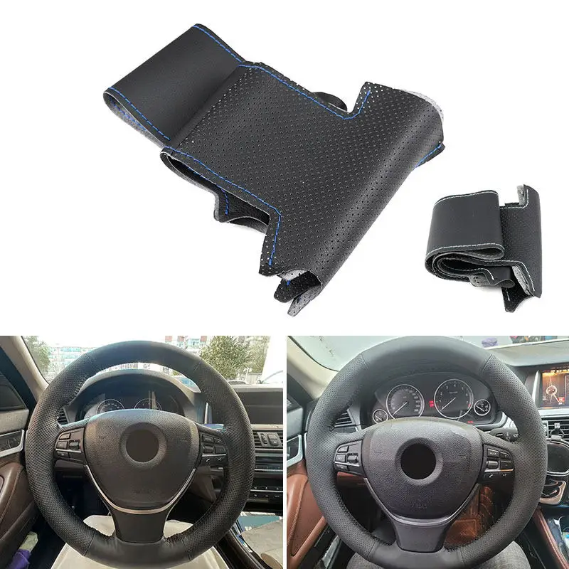 Hand Braid Perforated Microfiber Leather Car Steering Wheel Cover For BMW F10 F11 F07 F06 F12 F13 F01 F02 520i 528i 740Li 750Li