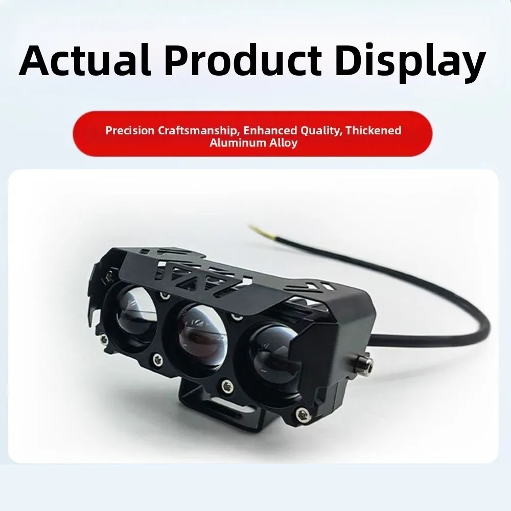 Multi-purpose 3 Lens Motorcycle LED Spot Light Dual Color Super Bright Mini Lens Headlight Driving Light for Car Trucks SUV UTV