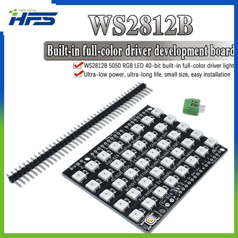 

WS2812B 40 RGB LED WS2812 5X8 Pixel Dot Matrix Shield Addressable LED Module Board for Arduino UNO R3