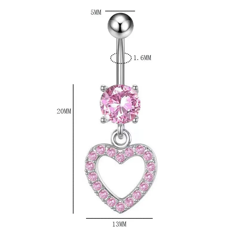 5pcs Belly Button Piercing Rings for Women Surgical Stainless Steel with Cute CZ Flower Dangle Navel Piercing Jewelry
