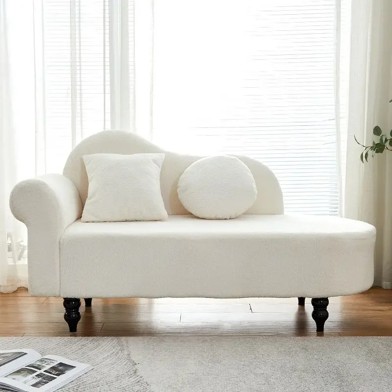 160CM Chaise Lounge Sofa Modern Accent Chair for Bedroom Window Reading Nook Boucle Fabric Small Space Home Decor