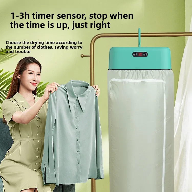 Secador de roupas dobrável de dupla tensão, tempo inteligente, esterilização, mini secador de roupas para apartamento, uso externo, RV, uso doméstico