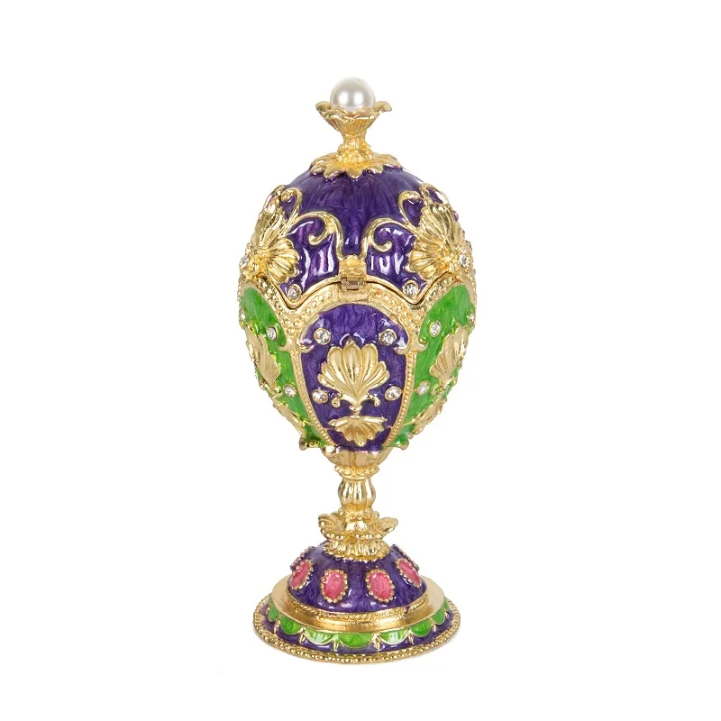 Imagem -03 - Ovo Fabergé Roxo de Artesanato Qifu Caixas de Presente de Jóias de Luxo