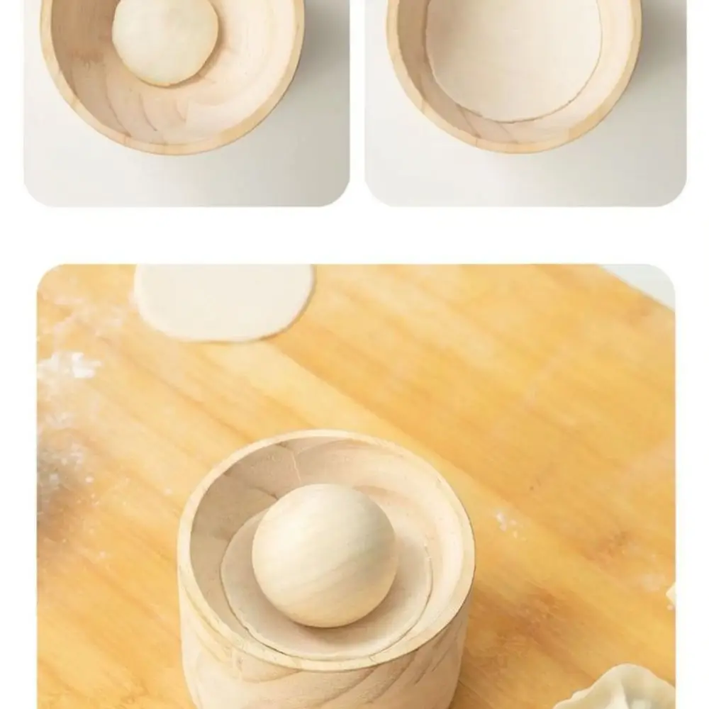 Solid Wood Dumpling Skin Press Mold Kitchen Manual Dough Flattening Tool Non Stick Pastry Gadget Round Wrapper Maker