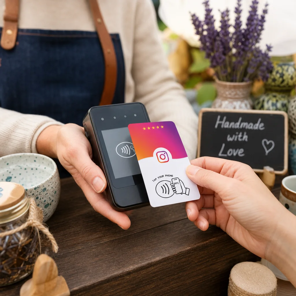 5PCS NFC Business Card Instagram LINE Menu Tap to Connect Smart Contact and Social Media Sharing for Business Cafe Retail