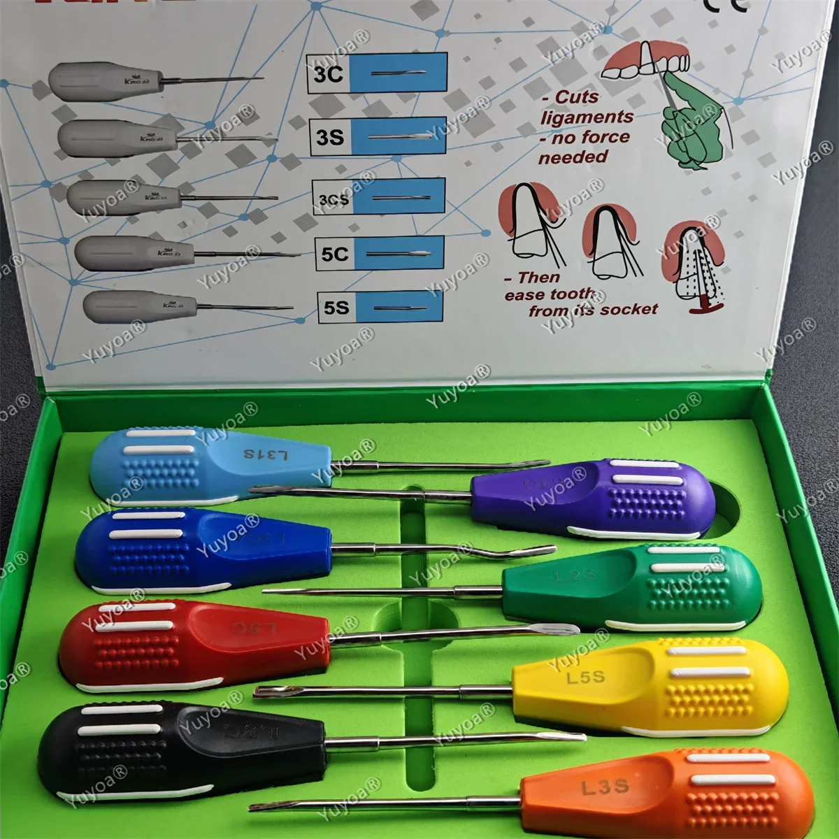 8pcs Dental Luxating Lift Elevator Kit Dentist Minimally Invasive Surgical Screwdriver Curved/Straight Root Extracting Tools