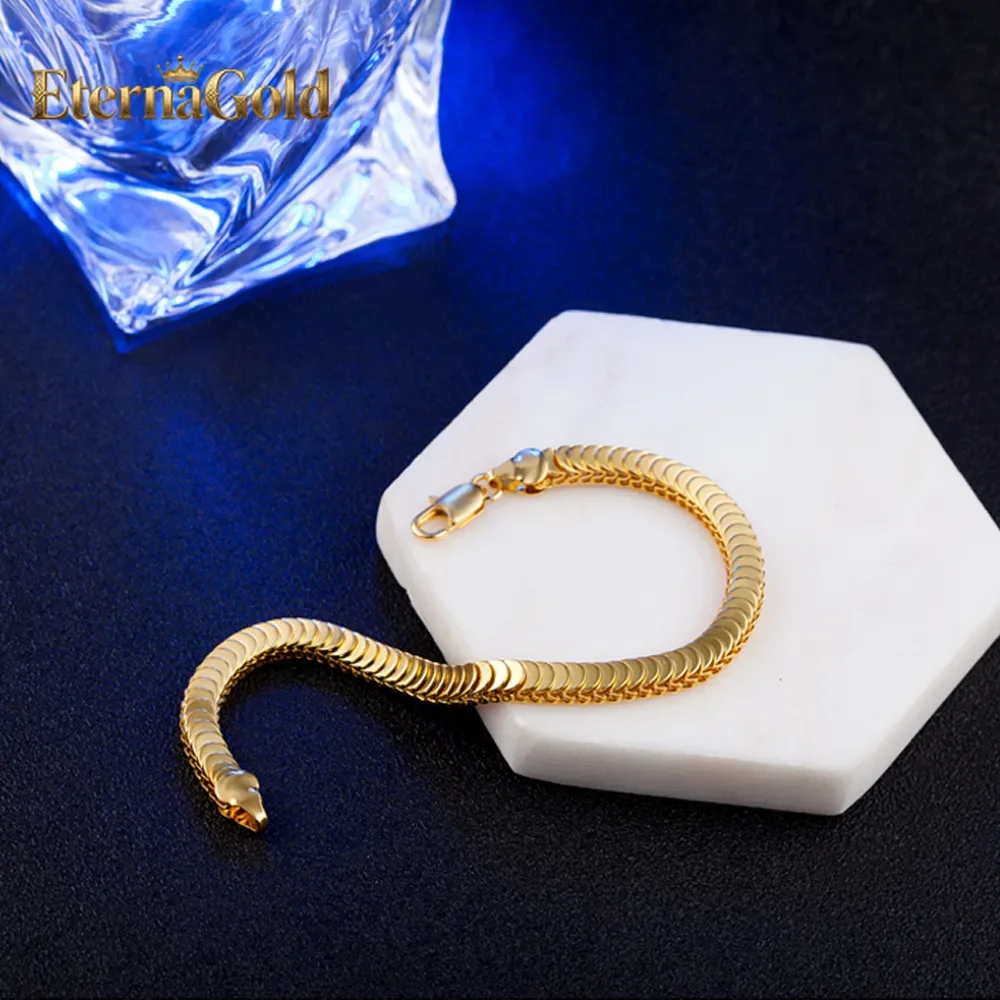 EternaGold  Luxury 24K 9999 Pure Gold real gold Men's and Women's Snake Bone Scale Bracelet Necklace