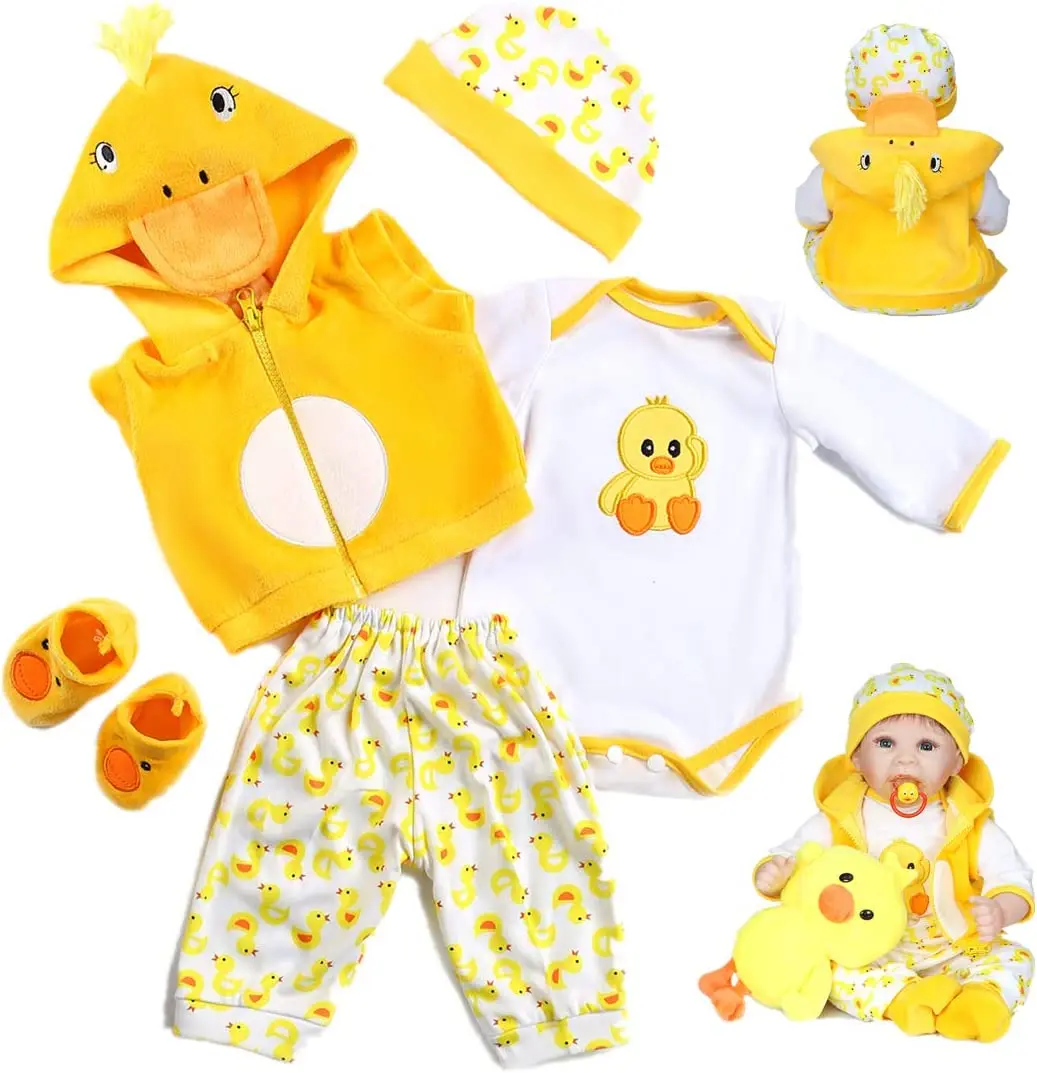 5 Pcs Reborn Baby Girl & Boy Clothing Reborn Baby Outfits Reborn Dolls Girl Clothes Set Cow Clothesf For 20-22inch Dolls