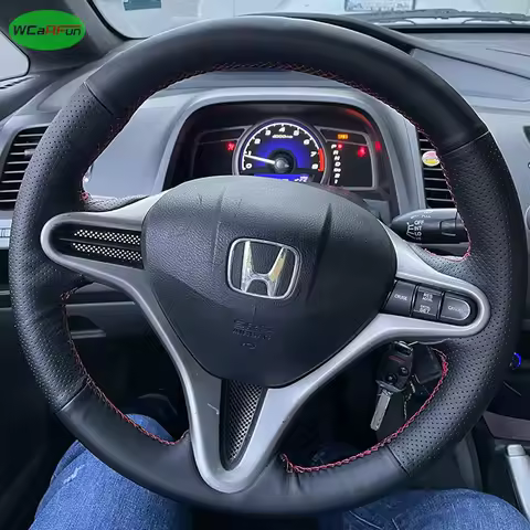 Full Black Microfiber Leather Car Steering Wheel Cover for Honda Civic Type R Civic 8 2006 2007 2008 2009 2010 2011