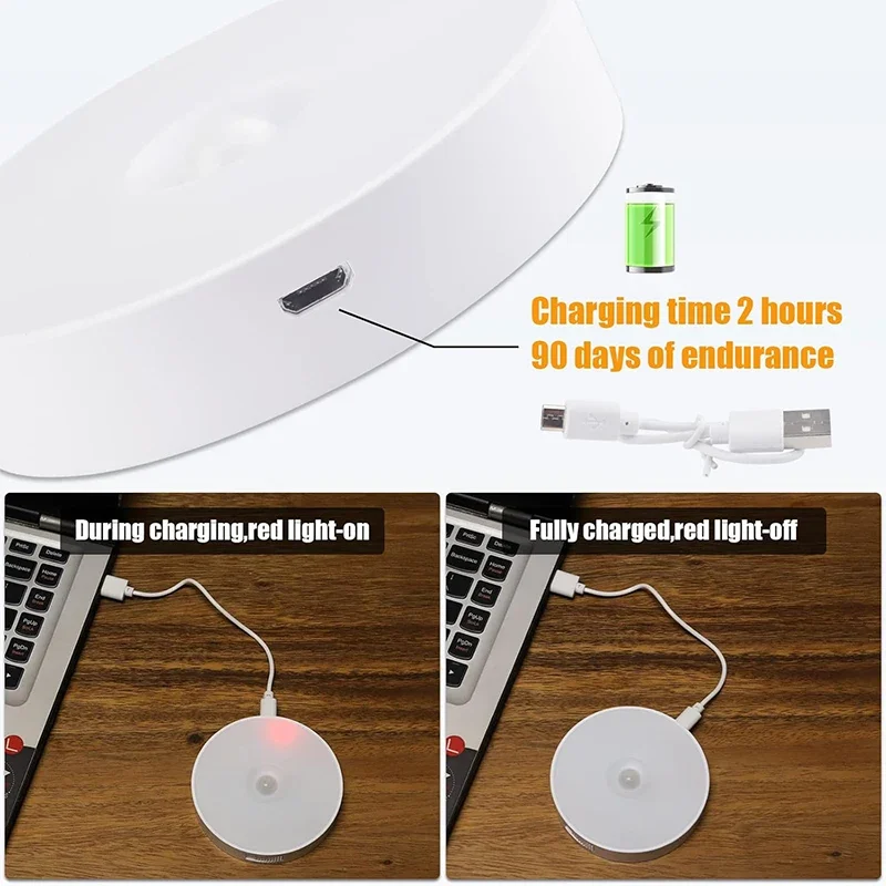 6-Pack Under Cabinet Lighting, Rechargeable Motion Sensor Puck Lights, 3Color Temps Night Light, Magnetic Stick on Lamp