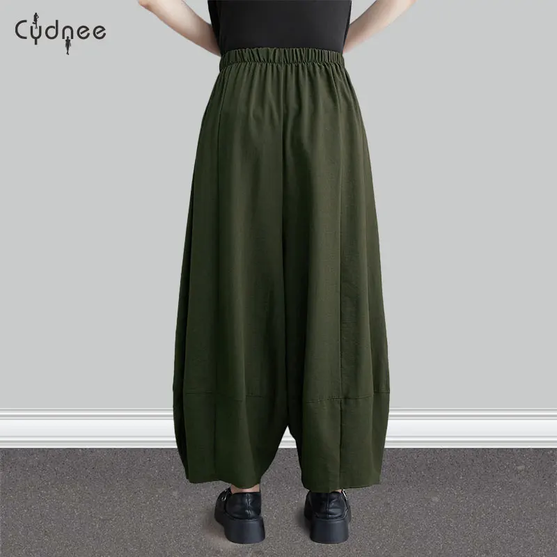 Women Baggy Pants Casual Pantalones Loose Wide Leg Pants Elastic High Waist Capris Plus Size Rompers Summer Female Harem Pants