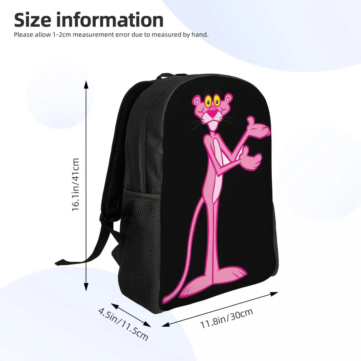 Mochilas personalizadas dos desenhos animados Panteras para meninos e meninas, Sacos de viagem escolar para homens e mulheres, Bookbag Fits 15 "Laptop, impressão 3D