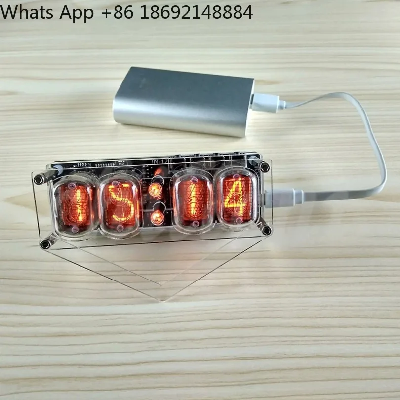 IN-12 Glow Tube Clock 4-bit IN12 Glow Tube Clock Seven-color LED DS3231 Nixie Clock IN-12B Glow Tube Free