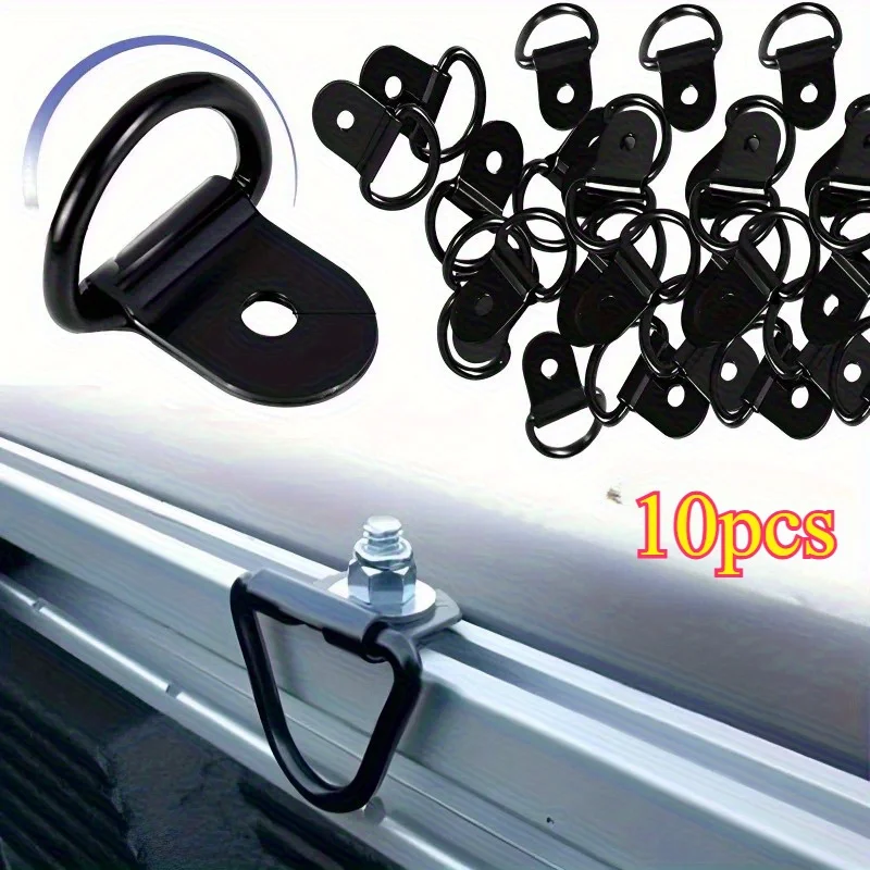 10Pcs Stainless Steel D Shape Pull Hook Tie Down Anchor Ring for Truck Trailer RV Boat Cargo Camper Accessories Tools