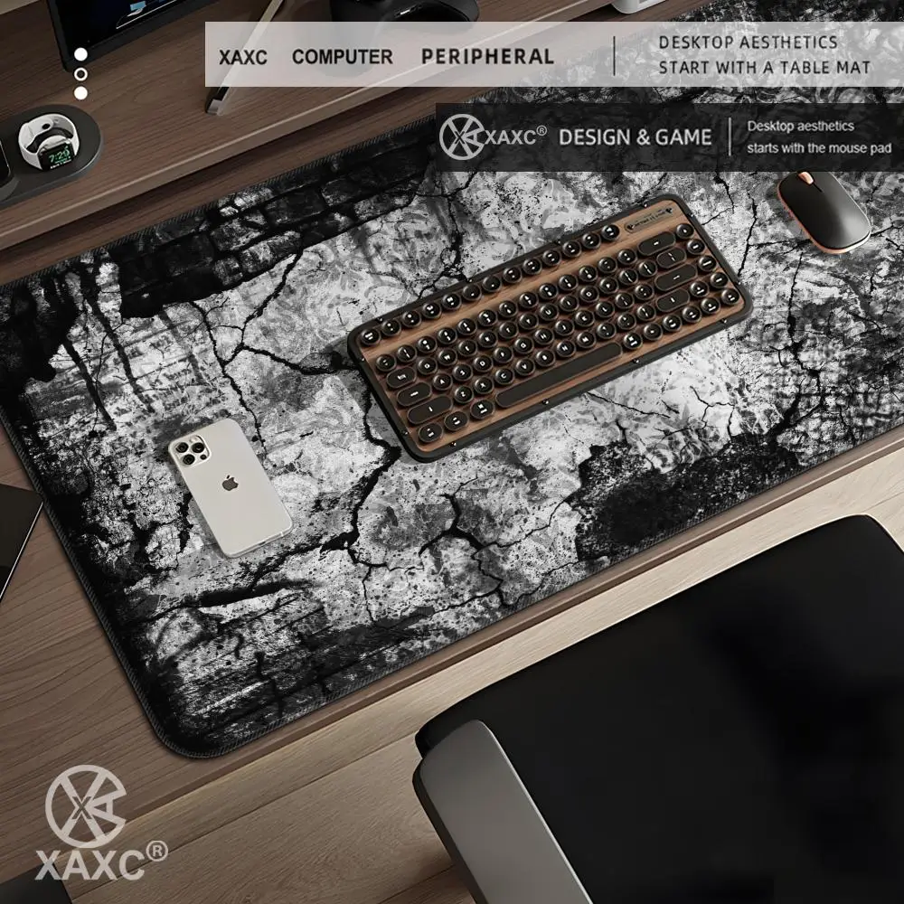 Big Black Mouse Pad Office Accessories Deskpad 1200x600 Gaming Carpet Desk Mat Gray Grunge Desktop Work Surface XAXC