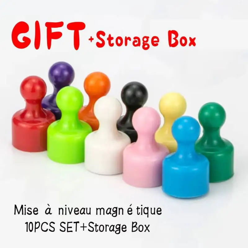 10Pcs+Storage Box Super Strong Magnets Neodymium Magnet Pushpins Sucker Thumbtack Magnetic Push Pin Mise À Niveau Magnétique