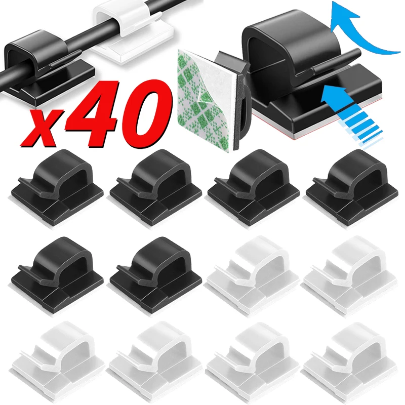 10/20/30/40Pcs Cable Organizer Clip for USB Charging Data Line Bobbin Winder Wall Mounted Wire Holder Self-adhesive Wire Clamp