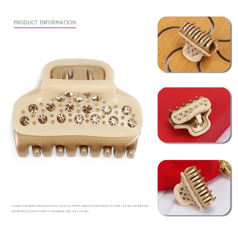 Wandon Gold Medium Hair Clip Acetate Diamond Encrusted Hair Accessory Headwear Luxury Diamond Embedded Baiona Hair Gripper