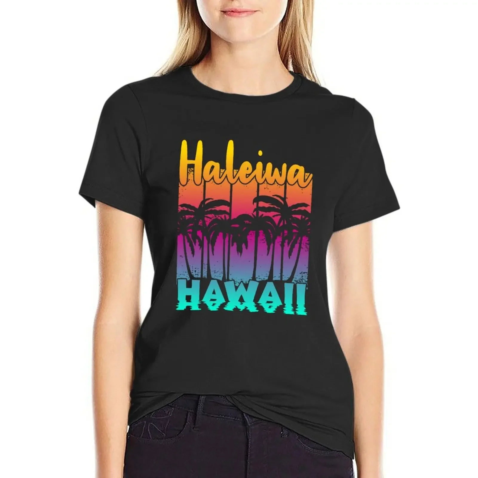 

Haleiwa Hawaii T-Shirt graphics summer clothes Blouse Aesthetic clothing Top Women