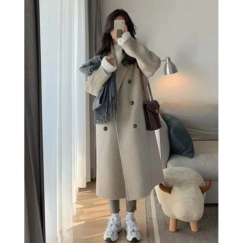 2024 New French Winter Romantic Temperament Women's Sweet and Fresh Woolen Coat Jacket Long Casual High-end Coat for Women