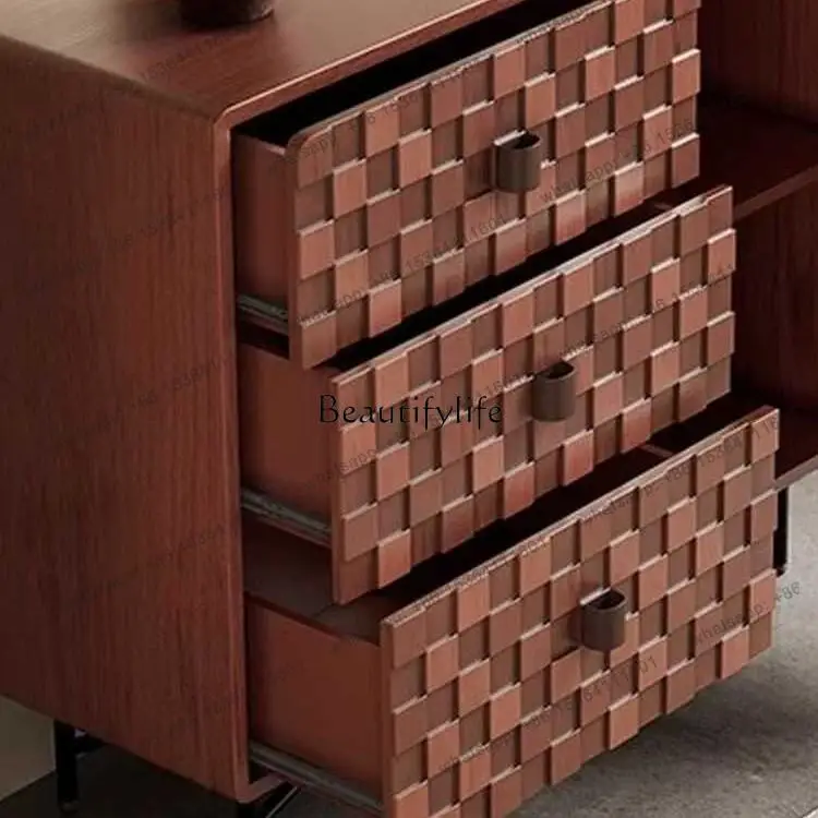 Factory Direct  Medieval solid wood chest, hand-carved retro storage, dining side coffee storage, entrance cabinet